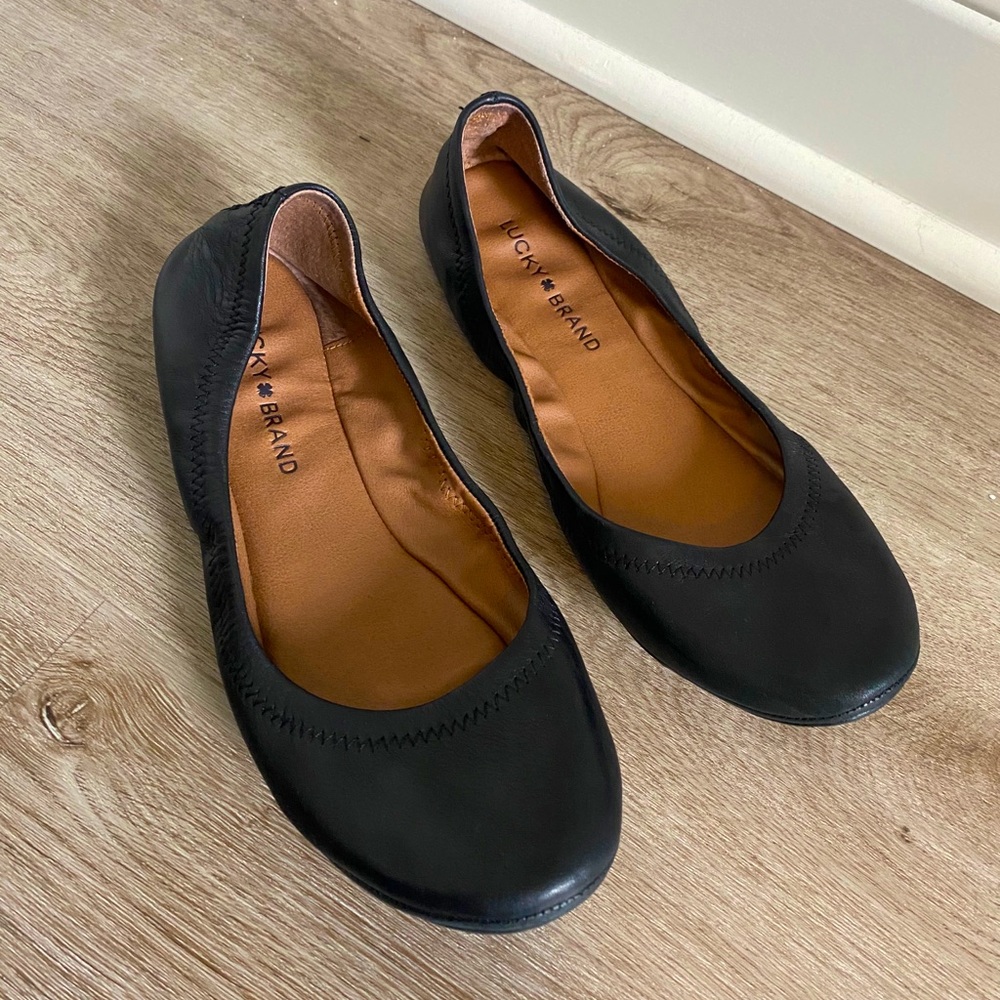 Lucky Brand Black Leather Flats - 8.5 WOMENS